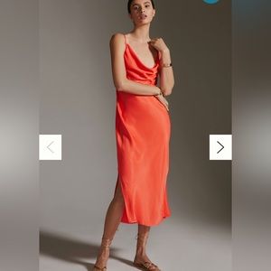 Anthropologie The Elyse Slip Dress in bright red